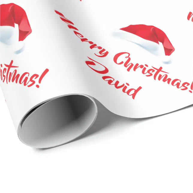 Red Merry Christmas Santa Hat wrapping paper | Zazzle