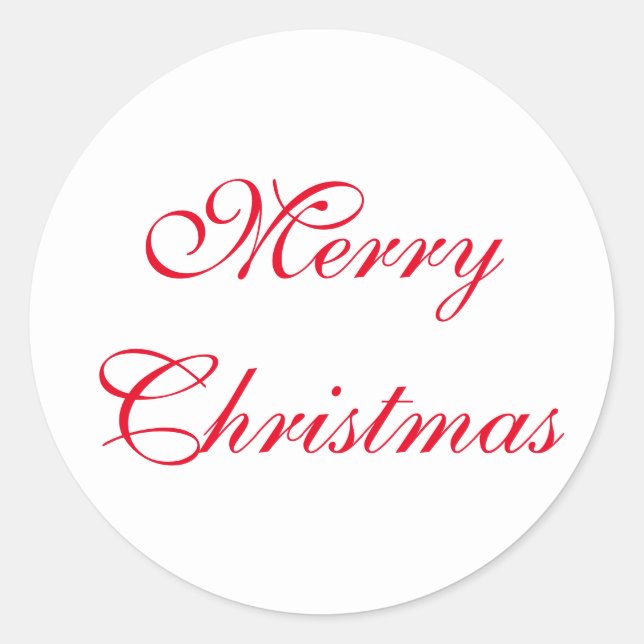 Red Merry Christmas Script | Holiday Classic Round Sticker (Front)