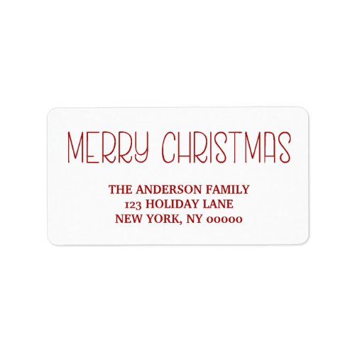 RED Merry Christmas Simple Hand Lettered Script Label