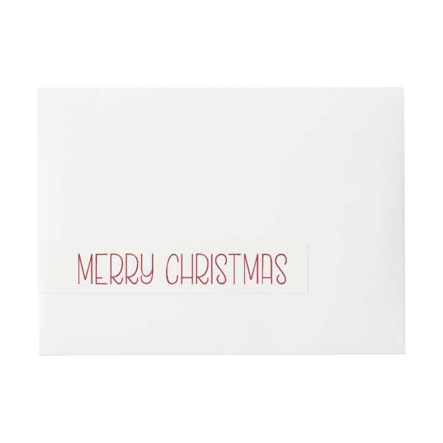 RED Merry Christmas Simple Hand Lettered Wrap Around Address Label (Front)