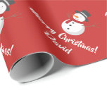 Red Merry Christmas Snowman wrapping paper<br><div class="desc">Red Merry Christmas Snowman wrapping paper. Customize Name or Wordings. Perfect for Christmas or Holiday gift-wrapping and crafting. For further customization,  please click the "Customize it" button and use our design tool to modify this template.</div>