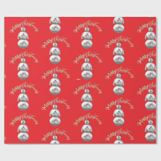 Red Merry Christmas Snowman Wrapping Paper