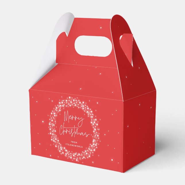 Red Merry Christmas Sparkling Lights Favor Boxes (Front Side)