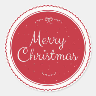 Red Merry Christmas Sticker Gift Tag