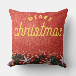 Red Merry Christmas Throw Pillow
