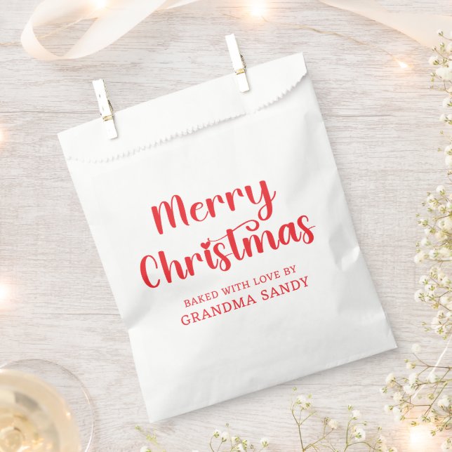 Red Merry Christmas Treats Favor Bag (Clipped)