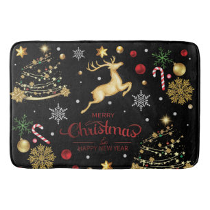 Red Merry Christmas Tree Bath Mat