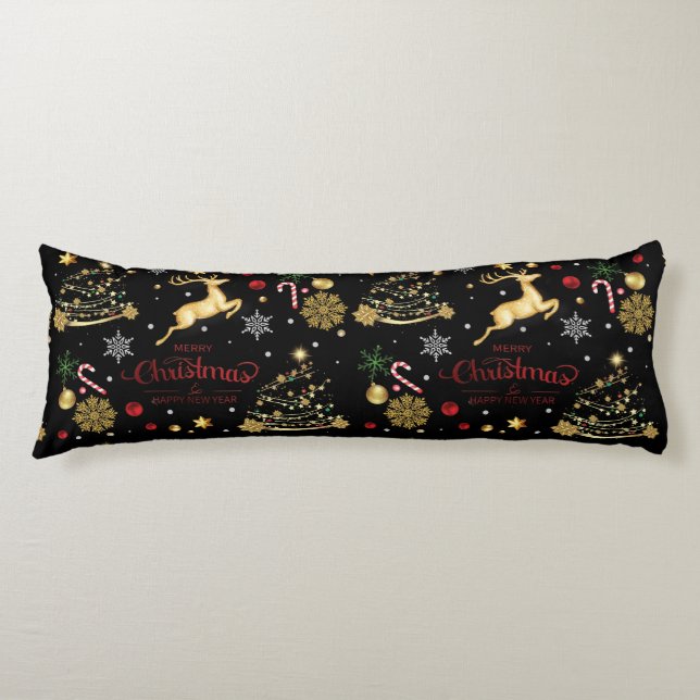 Red Merry Christmas Tree Body Pillow (Front)