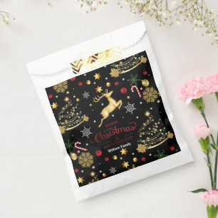 Red Merry Christmas Tree Favor Bag