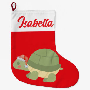 Red Merry Christmas turtle sea Santa hat Xmas Large Christmas Stocking