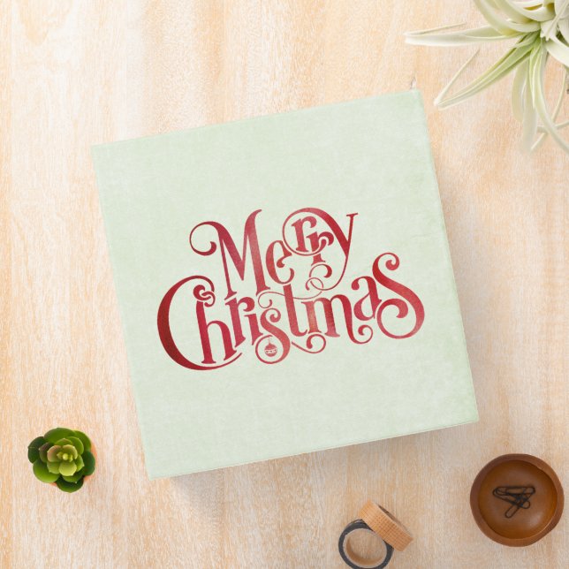 Red Merry Christmas Typography Festive Font 3 Ring Binder (In Situ)