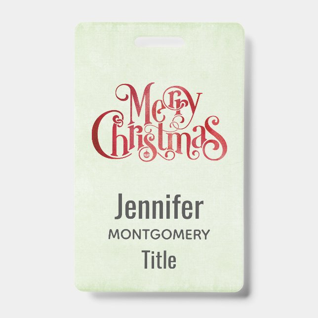 Red Merry Christmas Typography Festive Font Badge (Front)