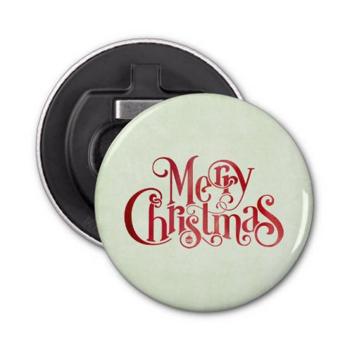  Red Merry Christmas Typography Festive Font Bottle Opener