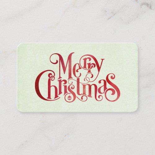 Red Merry Christmas Typography Festive Font Business Card