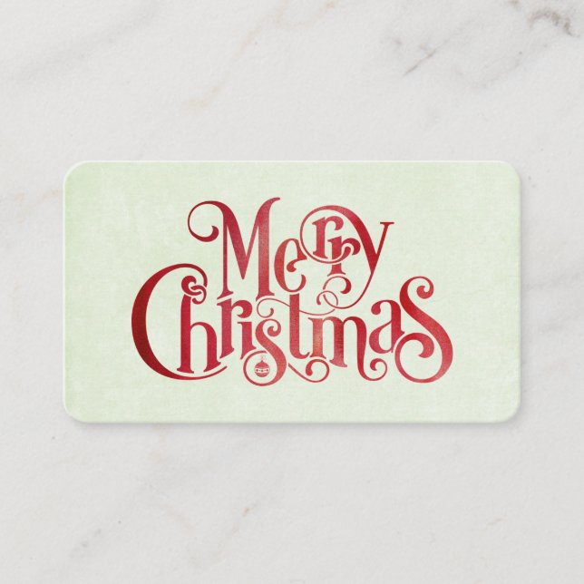 Red Merry Christmas Typography Festive Font Business Card (Front)