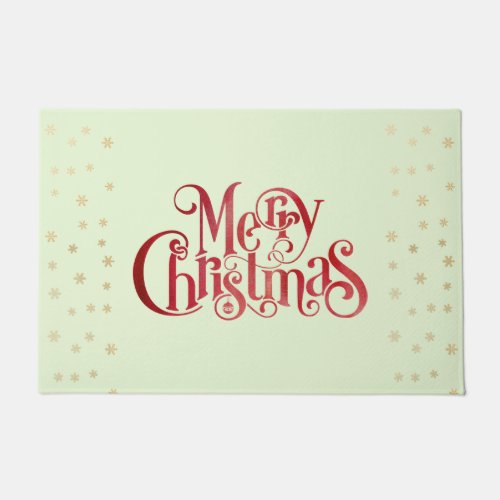 Red Merry Christmas Typography Festive Font Doormat