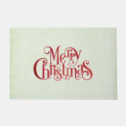 Red Merry Christmas Typography Festive Font Doormat