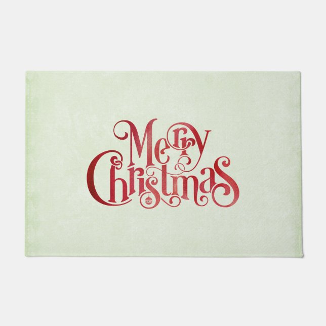 Red Merry Christmas Typography Festive Font Doormat (Front)