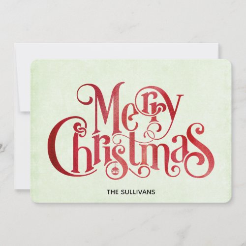 Red Merry Christmas Typography Festive Font Holiday Card