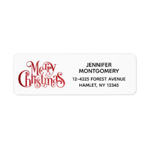 Red Merry Christmas Typography Festive Font Label