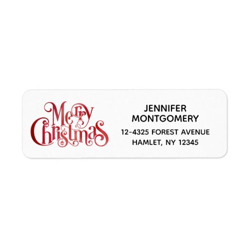 Red Merry Christmas Typography Festive Font Label