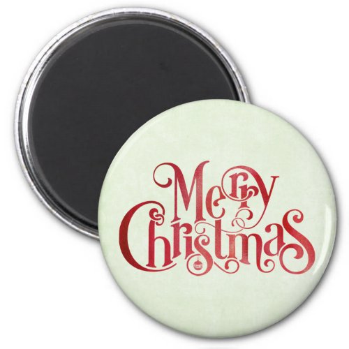 Red Merry Christmas Typography Festive Font Magnet