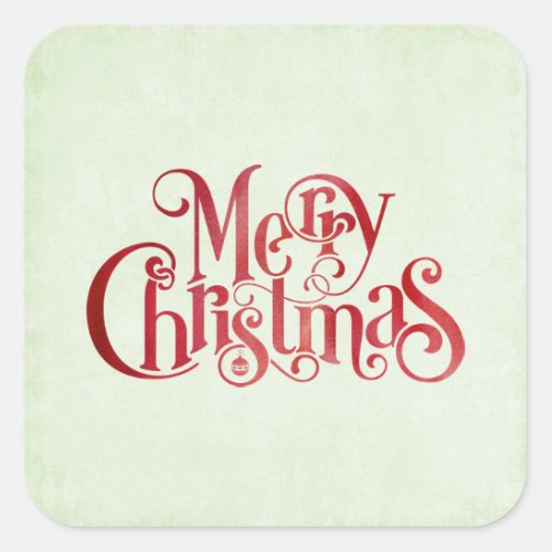 Red Merry Christmas Typography Festive Font Square Sticker