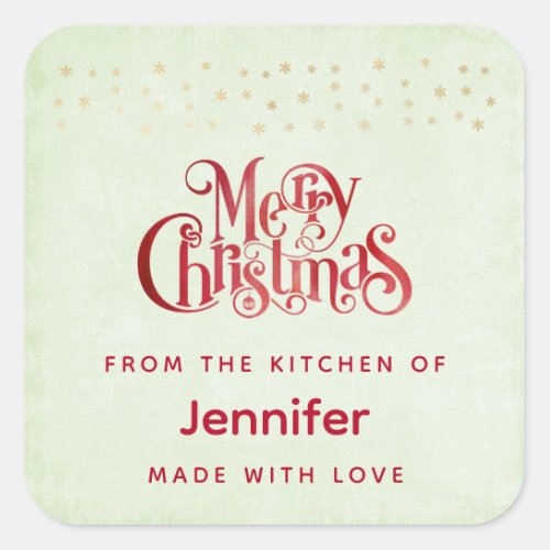 Red Merry Christmas Typography Festive Font Square Sticker