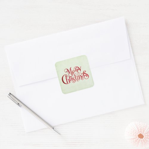 Red Merry Christmas Typography Festive Font Square Sticker