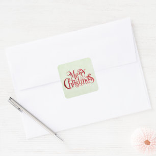 Red Merry Christmas Typography Festive Font Square Sticker