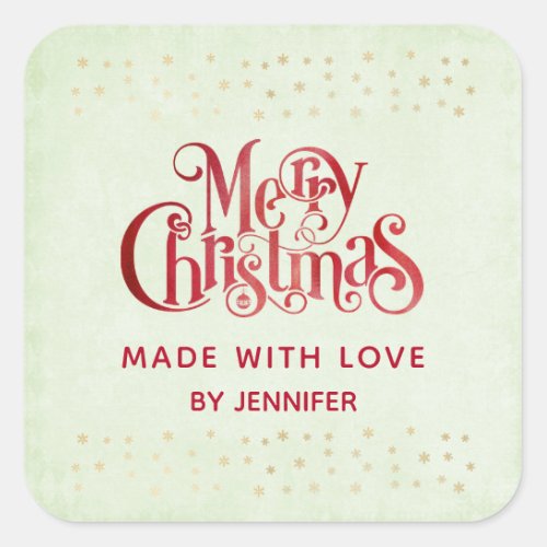 Red Merry Christmas Typography Festive Font Square Sticker