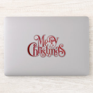 Red Merry Christmas Typography Festive Font Sticker
