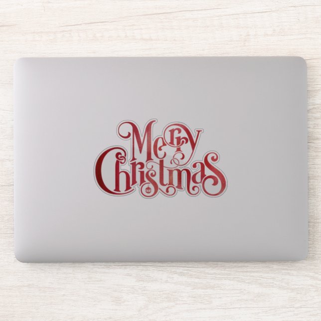 Red Merry Christmas Typography Festive Font Sticker (Computer)