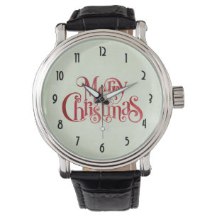 Red Merry Christmas Typography Festive Font Watch