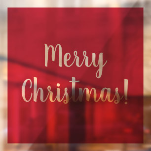 Red Merry Christmas Typography Script Festive Window Cling
