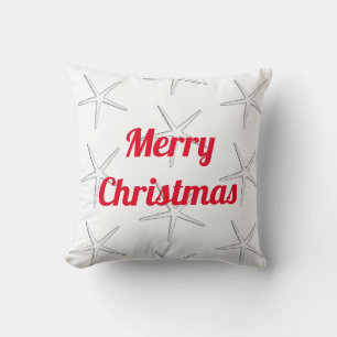 Red Merry Christmas White Starfish Patterns Gift Throw Pillow