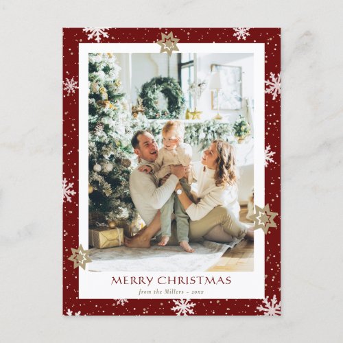 Red Merry Christmas Winter Holiday Photo Postcards