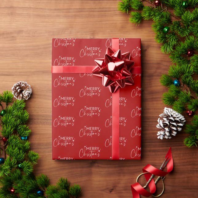 Red Merry Christmas Wrapping Paper (Holiday Gift)