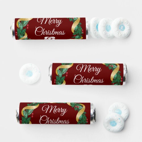 Red Merry Christmas Wreath Custom Company Party Breath Savers Mints