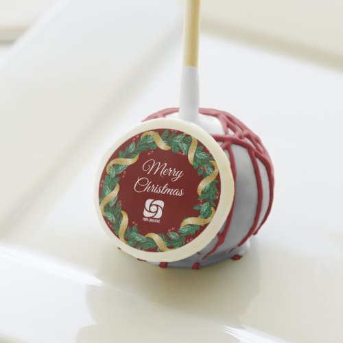Red Merry Christmas Wreath Custom Company Party Cake Pops