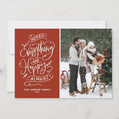 Red Merry Everything and Happy Always Photo Holiday Card