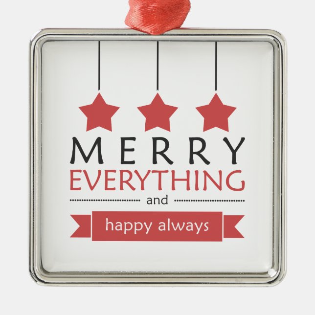 Red Merry Everything Holiday Metal Ornament (Front)
