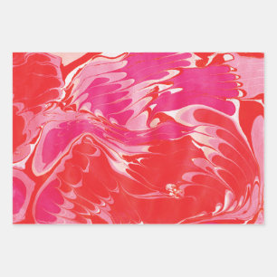 Red Merry Marble Wrapping Paper Sheets