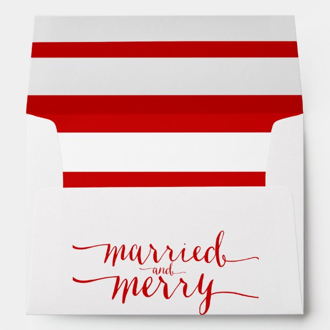 Red Merry & Married | Holiday Printed Envelope (Back (Bottom))
