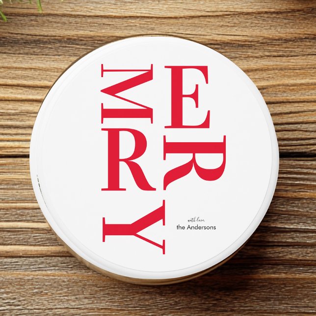 "Red Merry" Personalized Family Name Mini Candle Favors (Creator Uploaded)