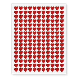 Red Metal Affect Heart Design Temporary Tattoos