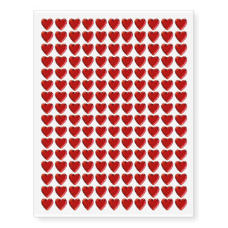 Red Metal Affect Heart Design Temporary Tattoos
