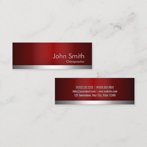 Customizable Red Metal Chiropractor Business Card