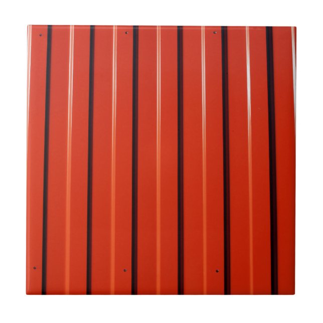 Red metal corrugated sheet metal ceramic tile (Front)