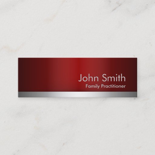 Customizable Red Metal Family Practitioner Business Card